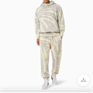 NWT Les Tien Tie Dyed Heavyweight Cotton Sweat Pants In Sage & Butter Medium